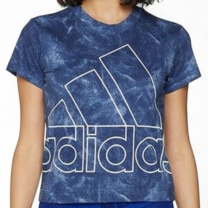 Adidas Logo Navy Acid Wash Tie Dye Slim Tee T-Shirt Medium